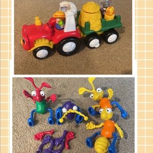 VINTAGE Fisher Price Farmer Farm Pop up Tractor Children’s Toys & Build Bugs